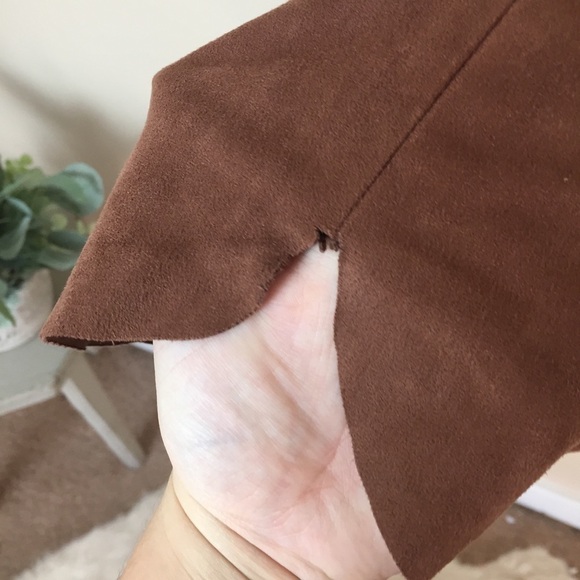 [1.State] Brown Faux Suede Henley Sleeveless Dress - Picture 6 of 12